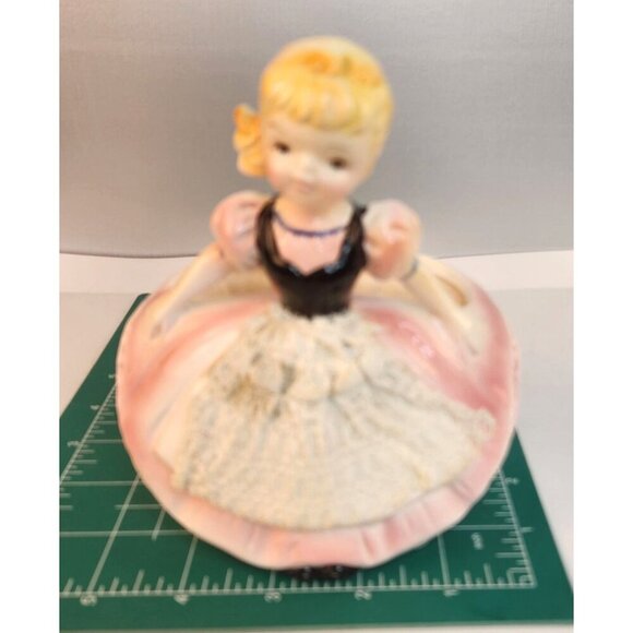 Ruebens Originals Ceramic Planter Pink Gown Blonde Girl Figurine Vintage 526 Lab - Picture 5 of 11